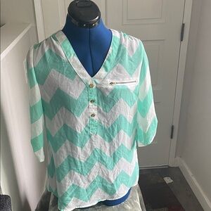 Justify Mint and White Chevron Blouse